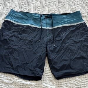 Stylish Men's Swim Board Shorts in Navy and Teal